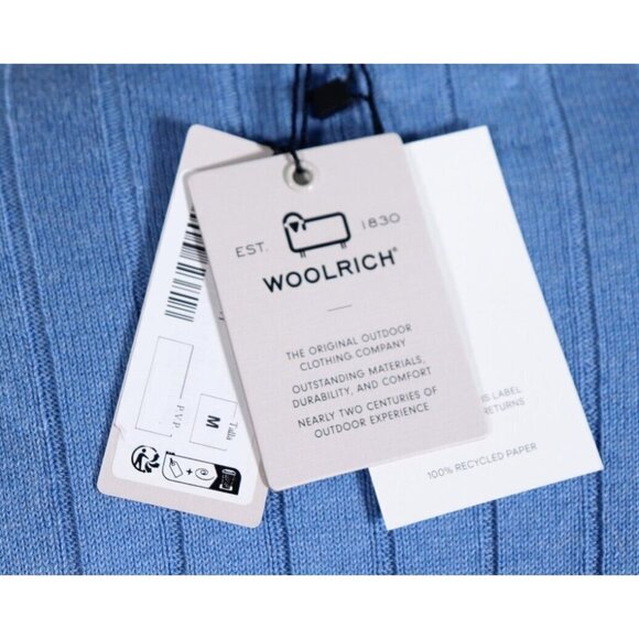 Woolrich Womens Medium Blue Ribbed Knit Cotton Jumper Pullover Sweater Shirt NWT - Picture 6 of 9